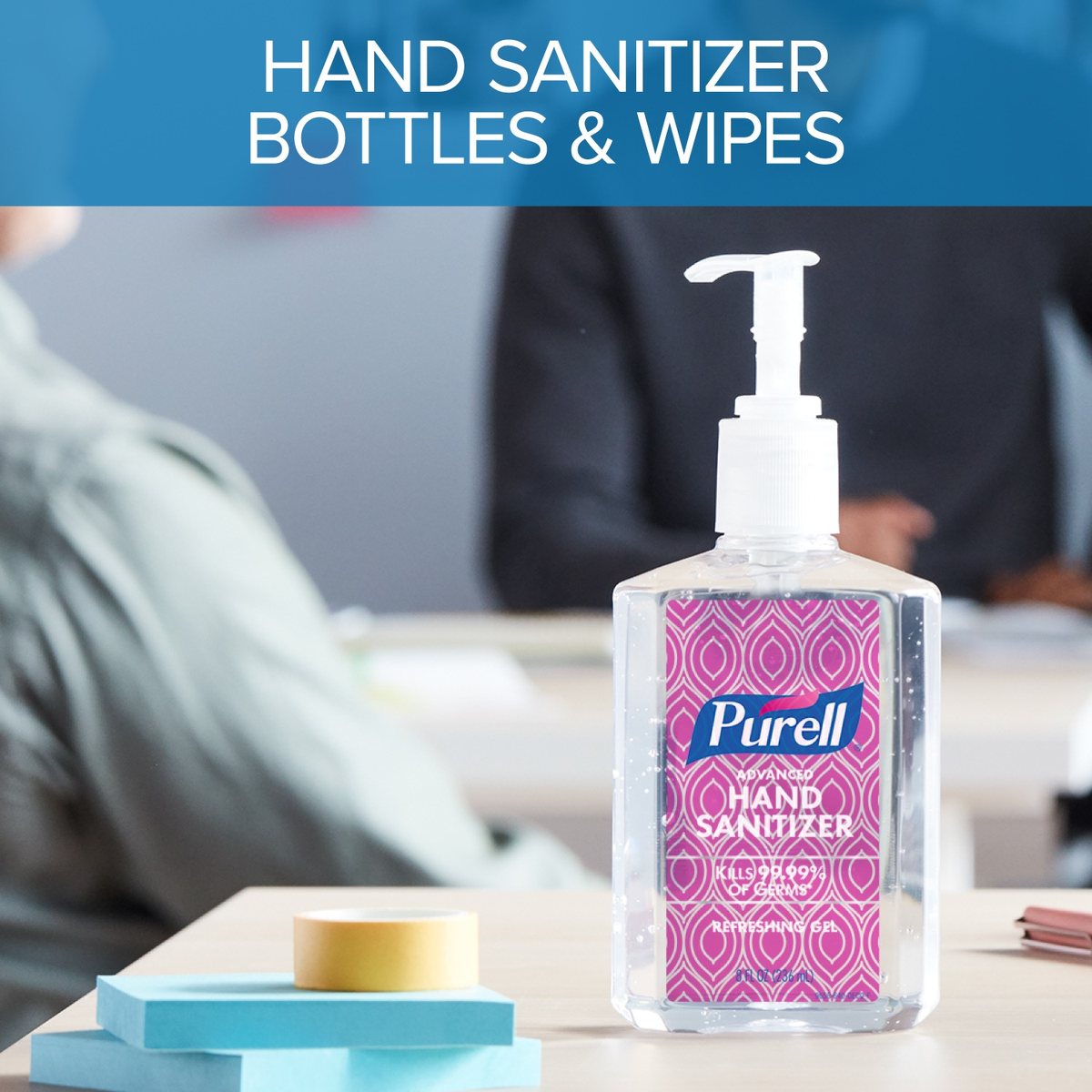 Hand Sanitizer Bottles: Gel and foam hand sanitizer in pump and flip-cap bottles