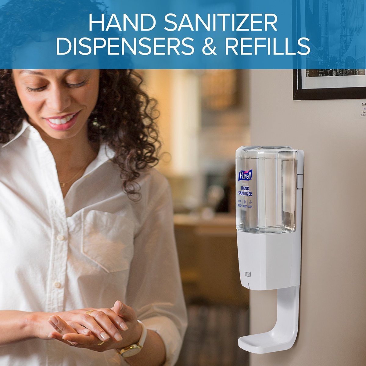 Sanitizer Dispensers & Refills: Hand sanitizer dispensers, refills and floor stands