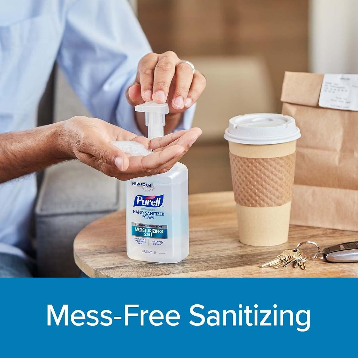PURELL 2in1 Moisturizing Hand Sanitizer Foam Bottle 3ct x 10oz, view 4