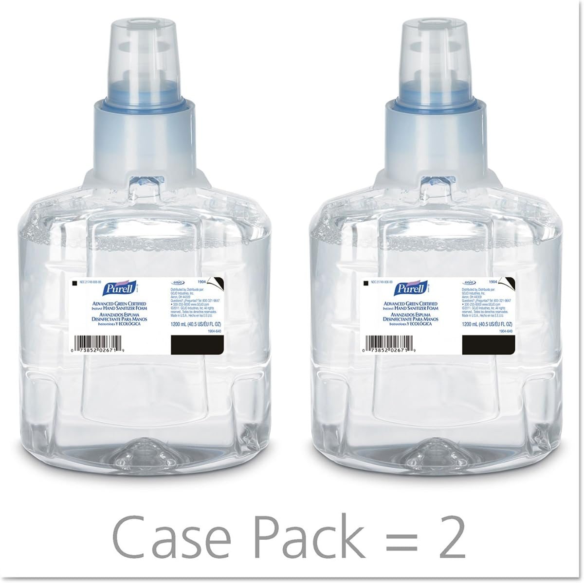 PURELL Advanced Green Certified Hand Sanitizer Refill, 1200mL, FragFree, 2/Carton, view 5