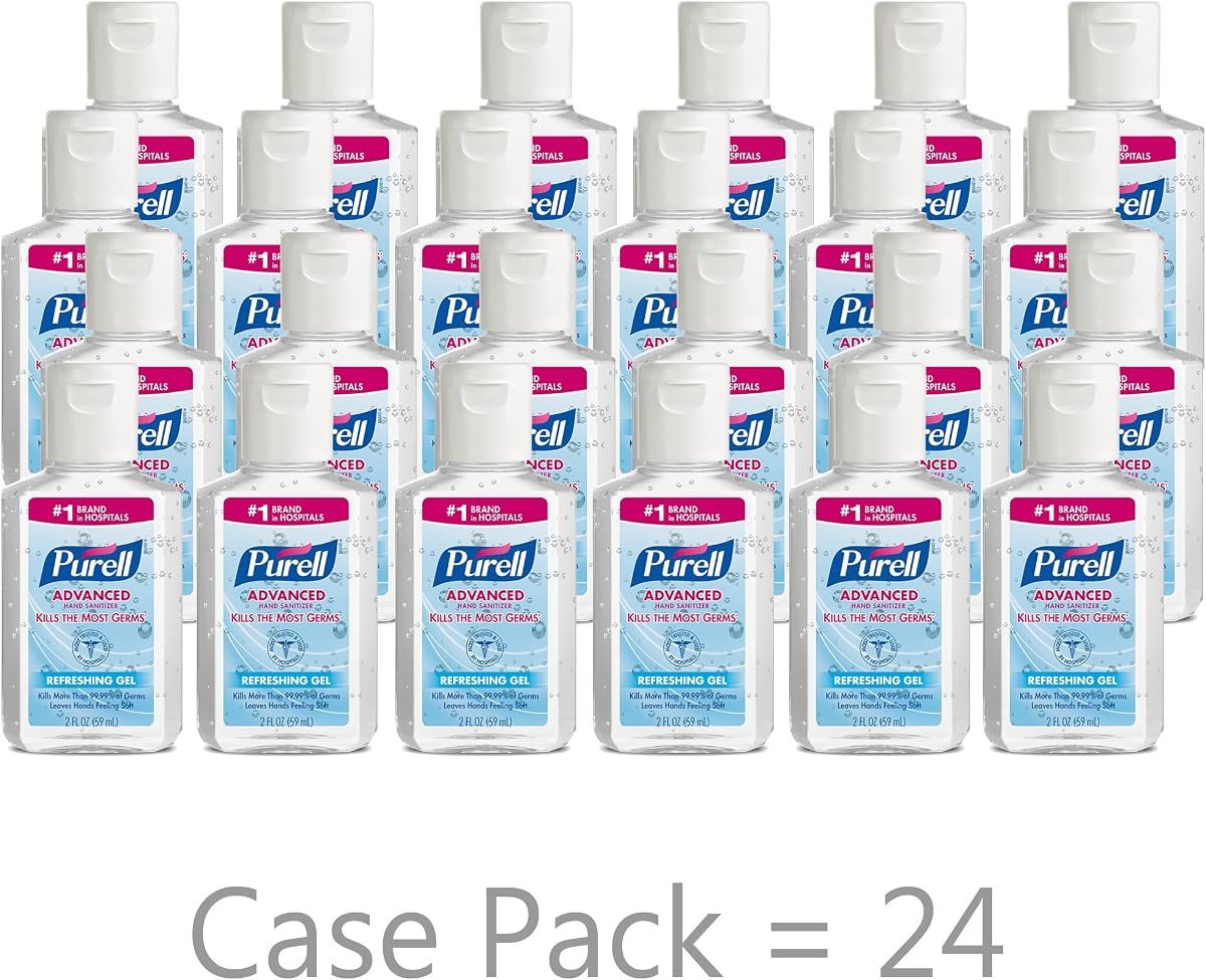 PURELL Advanced Hand Sanitizer Refreshing Gel, 2 fl oz Portable Flip Cap Bottle (Pack of 24), view 3