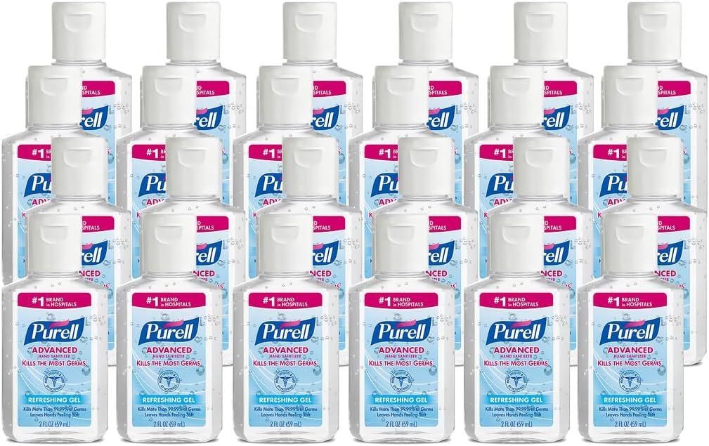PURELL Advanced Hand Sanitizer Refreshing Gel, 2 fl oz Portable Flip Cap Bottle (Pack of 24)