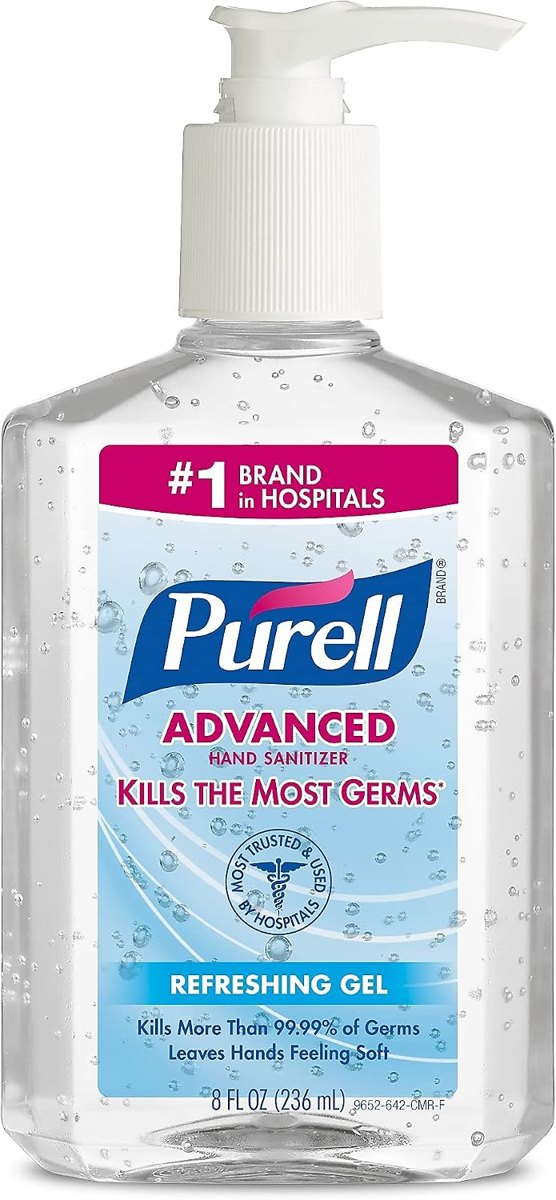 PURELL Advanced Hand Sanitizer, Refreshing Gel, 8 fl oz Hand Sanitizer Counter Top Pump Bottles (Case of 12)