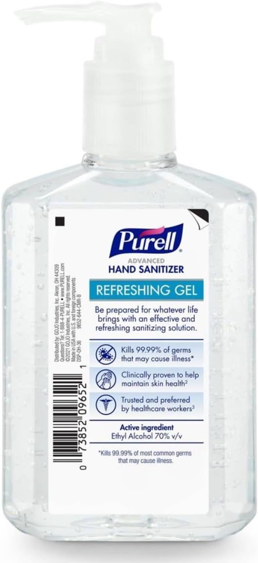 PURELL Advanced Hand Sanitizer, Refreshing Gel, 8 fl oz Sanitizer Table Top Pump Bottles (Pack of 2), view 2