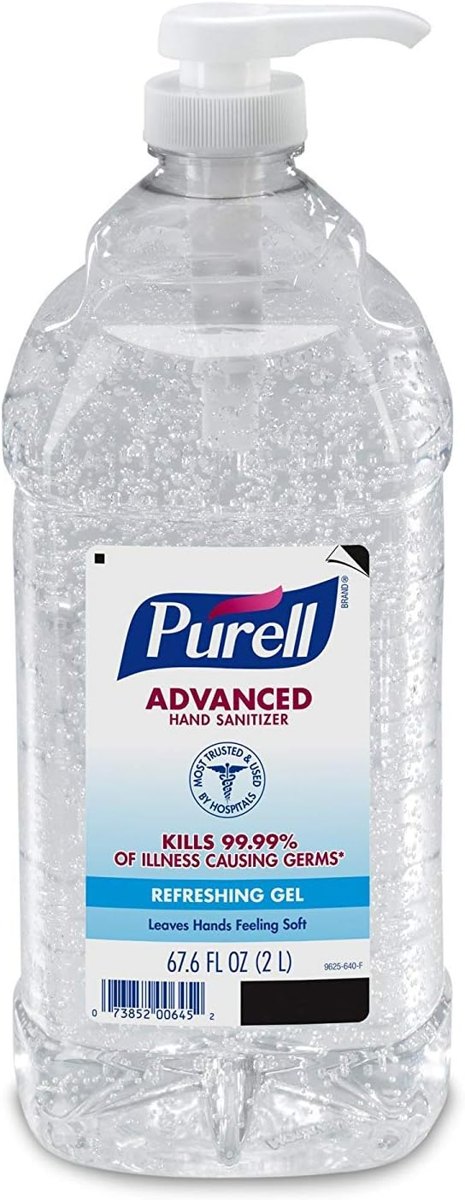 PURELL Advanced Hand Sanitizer Refreshing Gel, cl Scent, 2 L, Tabletop Pump Bottle, 2-Pack