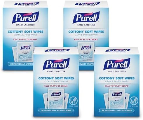 PURELL Cottony Soft Hand Sanitizing Wipes, Scented, 4pk x 24ct