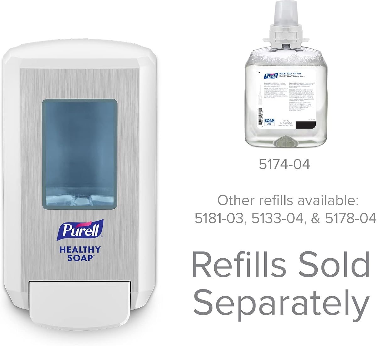 PURELL CS4 Manual Soap Dispenser, White, for 1250 mL PURELL CS4 Healthy SOAP Refills (Pack of 2) - - Manufactured by GOJO, Inc., view 5