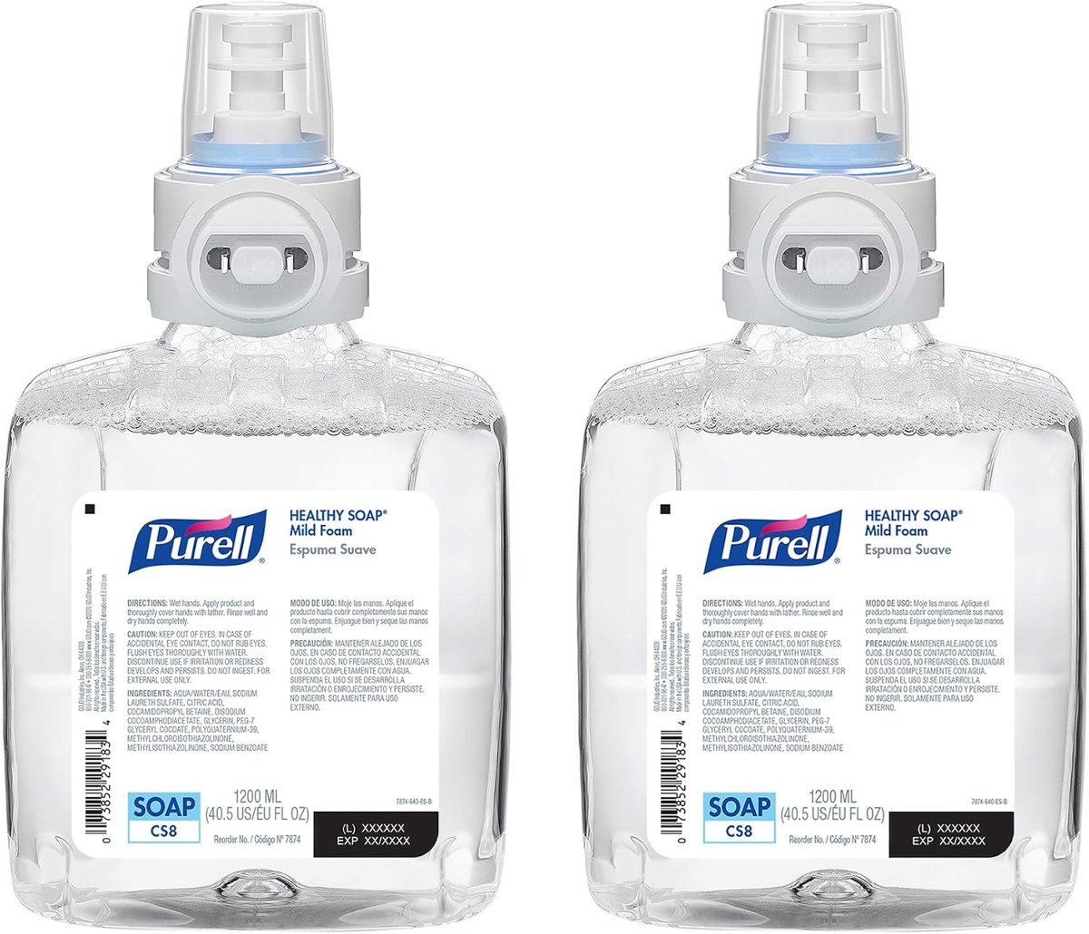 PURELL CS8 Healthy Soap Foam Refill, Fragrance Free, 2ct x 1200 mL