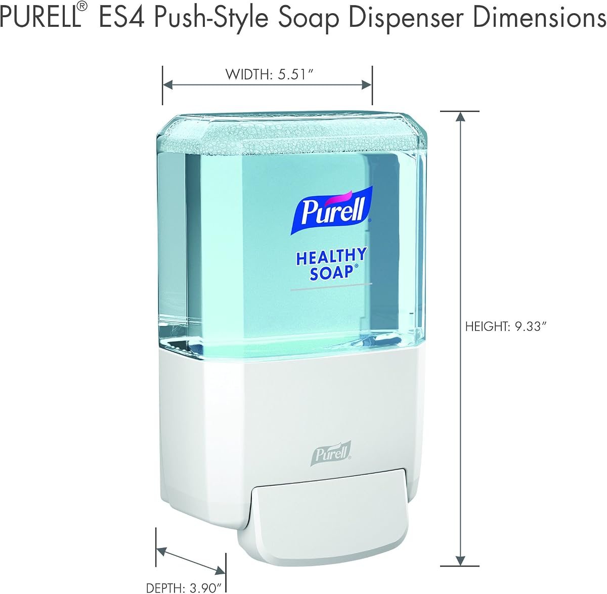 PURELL ES4 Manual Wall-Mounted Hand Soap Dispenser, White, Compatible with 1200 mL PURELL Healthy SOAP Refills (Pack of 3) - - Manufactured by GOJO, Inc., view 4