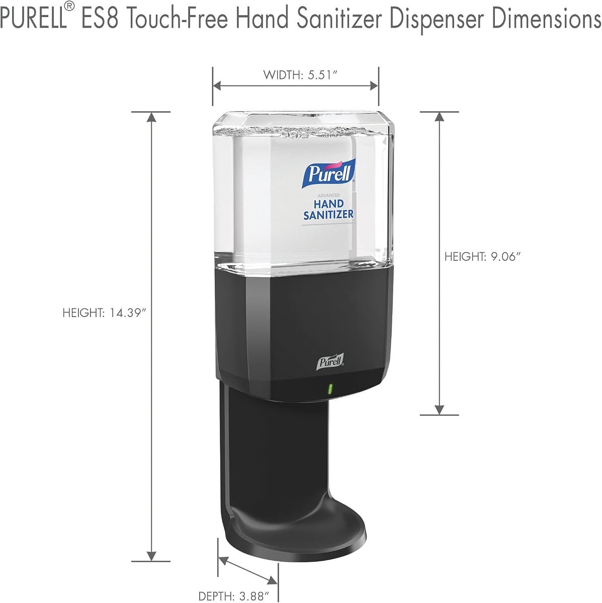 PURELL ES8 Automatic Hand Sanitizer Dispenser, Graphite, for 1200 mL PURELL ES8 Hand Sanitizer Refills (Pack of 2), view 4