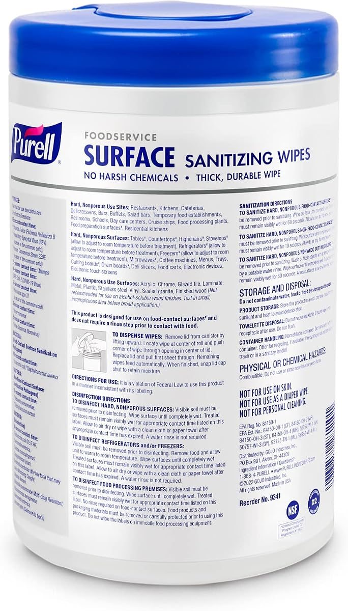 PURELL Foodservice Surface Sanitizing Wipes Canister, 6pk x 110ct, view 3