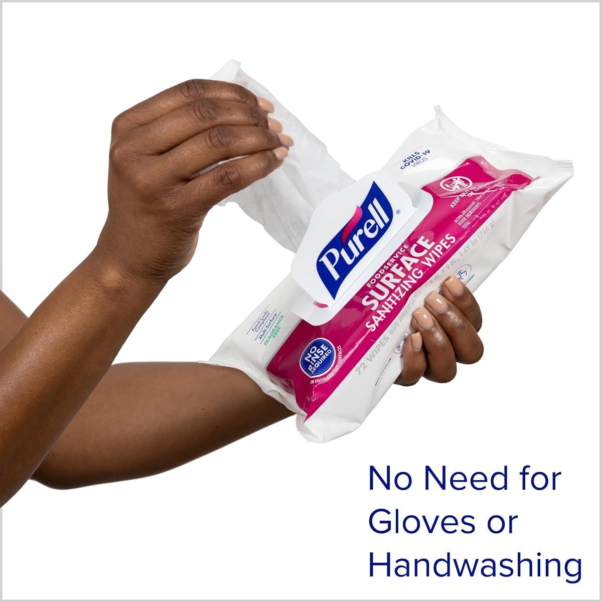 PURELL Foodservice Surface Sanitizing Wipes Flowpack, 12pk x 72ct, view 5