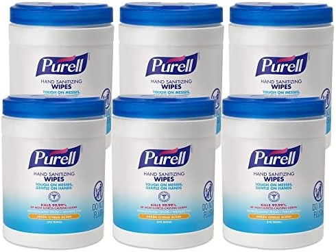 PURELL Hand Sanitizing Wipes Canister, Citrus Scent, 6pk x 270ct