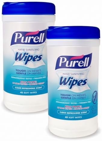 PURELL Hand Sanitizing Wipes,Clean Refreshing Scent,Hand Wipes Canister - ,40 Count (Pack of 12)