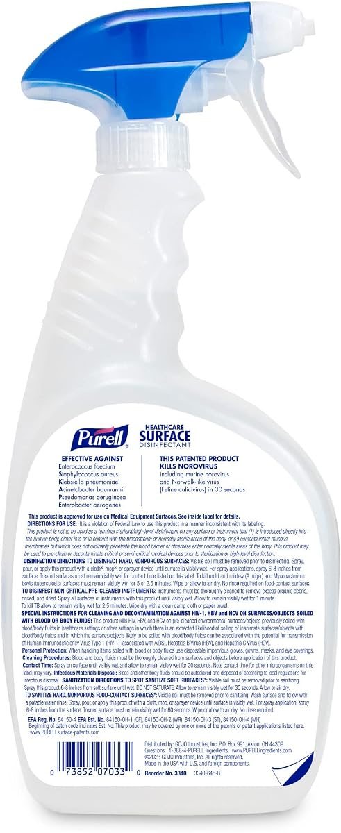 PURELL Healthcare Surface Disinfectant Spray Bottle 6ct x 32fl oz, view 2