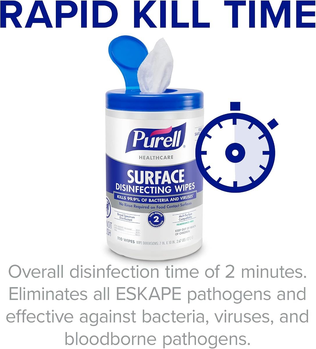 PURELL Healthcare Surface Disinfecting Wipes Canister, 6 x 110ct, view 5