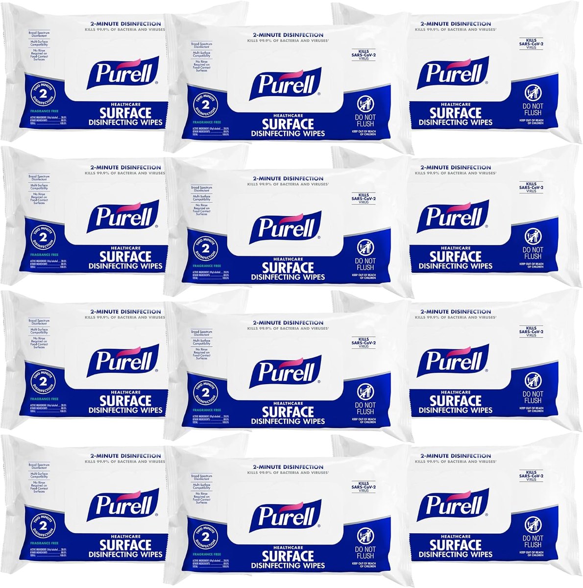PURELL Healthcare Surface Disinfecting Wipes Flowpack, 12 x 72ct