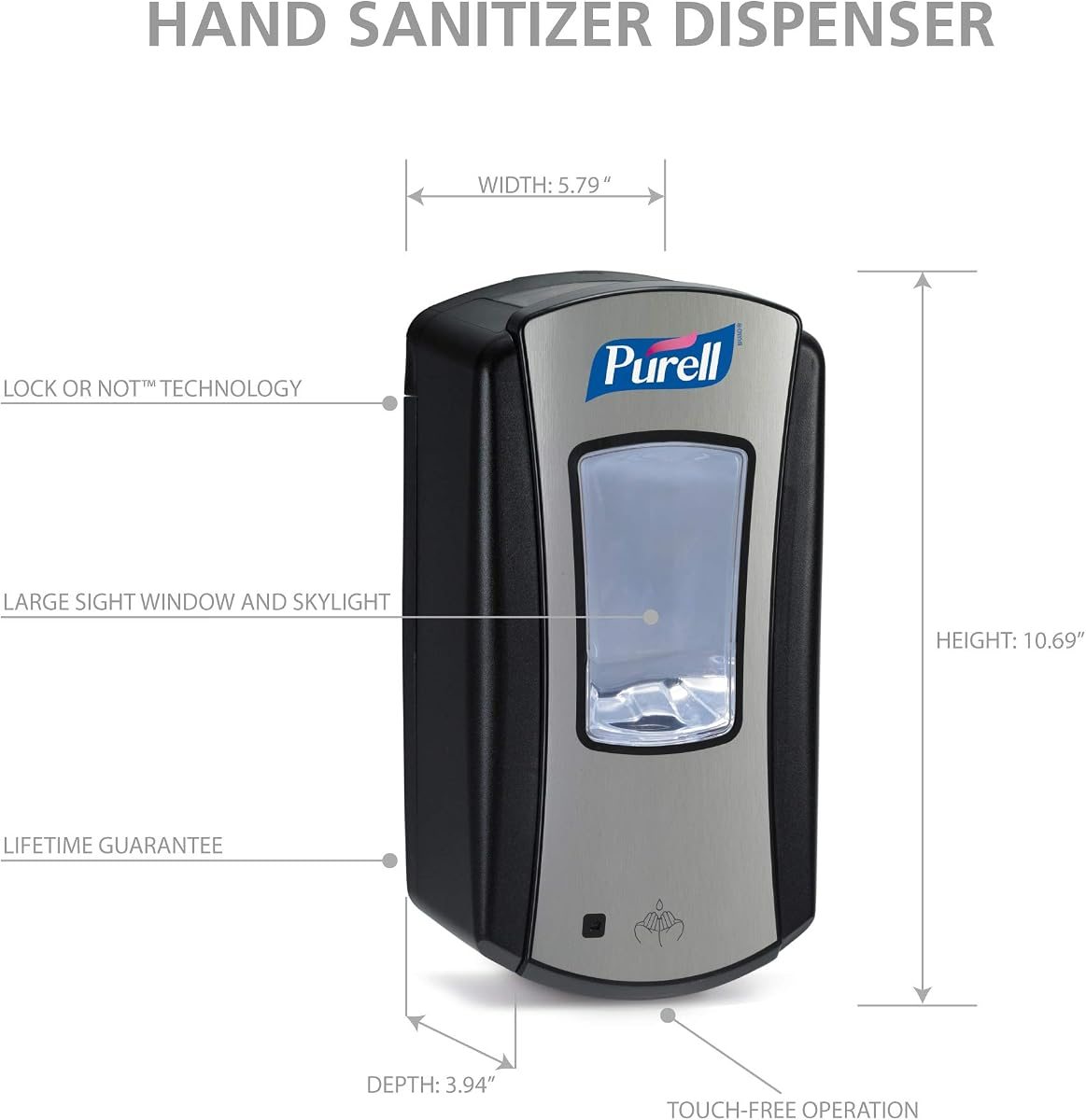 PURELL LTX-12 Manual Hand Sanitizer Dispenser, Black, 1200 mL, view 5