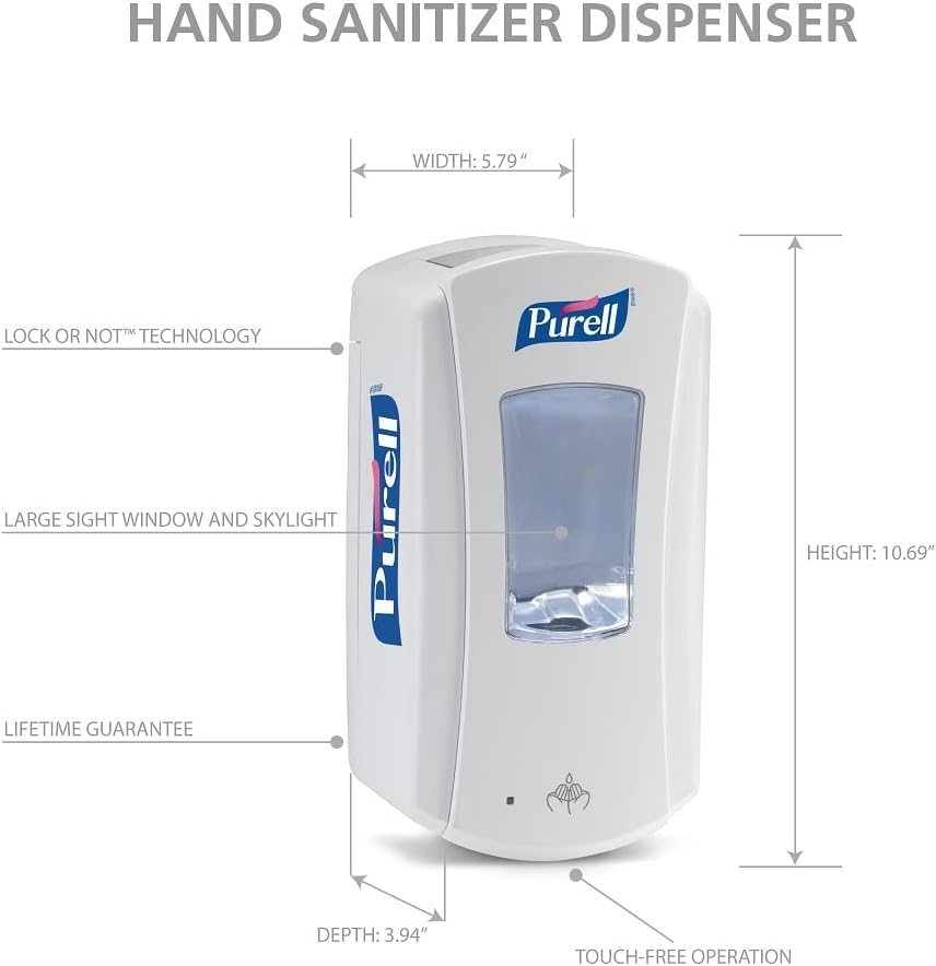 PURELL LTX-12 Touch-Free Hand Sanitizer Dispenser, White, 1200 mL, view 4