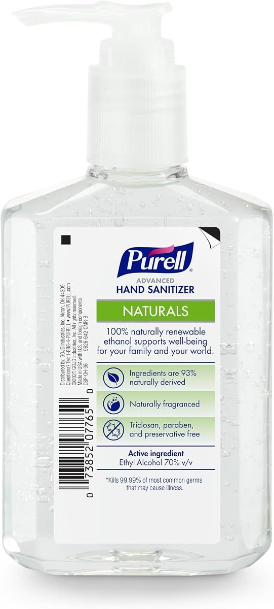 PURELL Naturals Hand Sanitizer Gel, Pump Bottle 12ct x 8fl oz, view 2