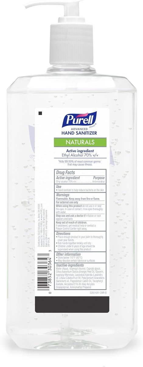 PURELL Naturals Hand Sanitizer Gel, Pump Bottle 1ct x 1 L, view 2