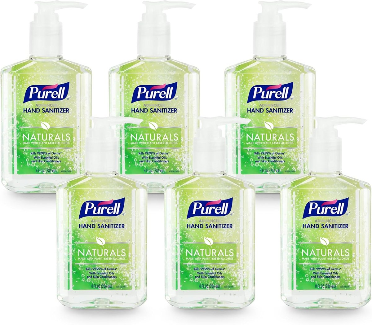 PURELL Naturals Hand Sanitizer Gel Pump Bottle, 6ct x 8fl oz