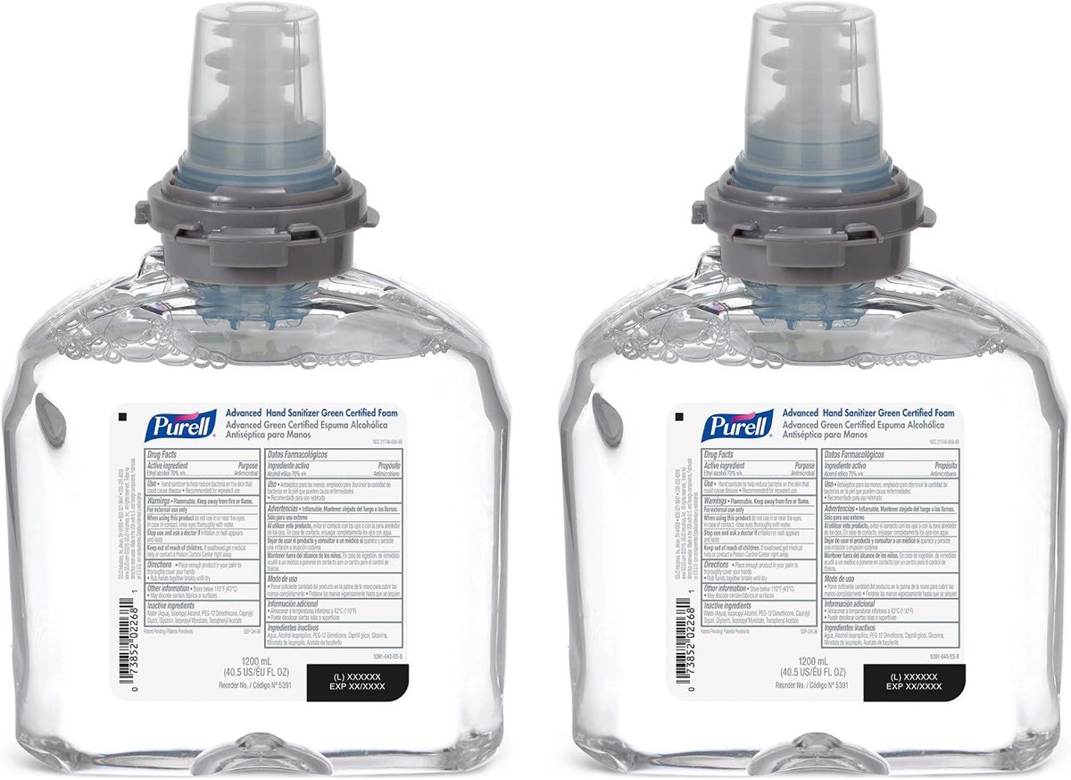 PURELL TFX Green Certified Hand Sanitizer Foam Refill, 2ct x1200mL